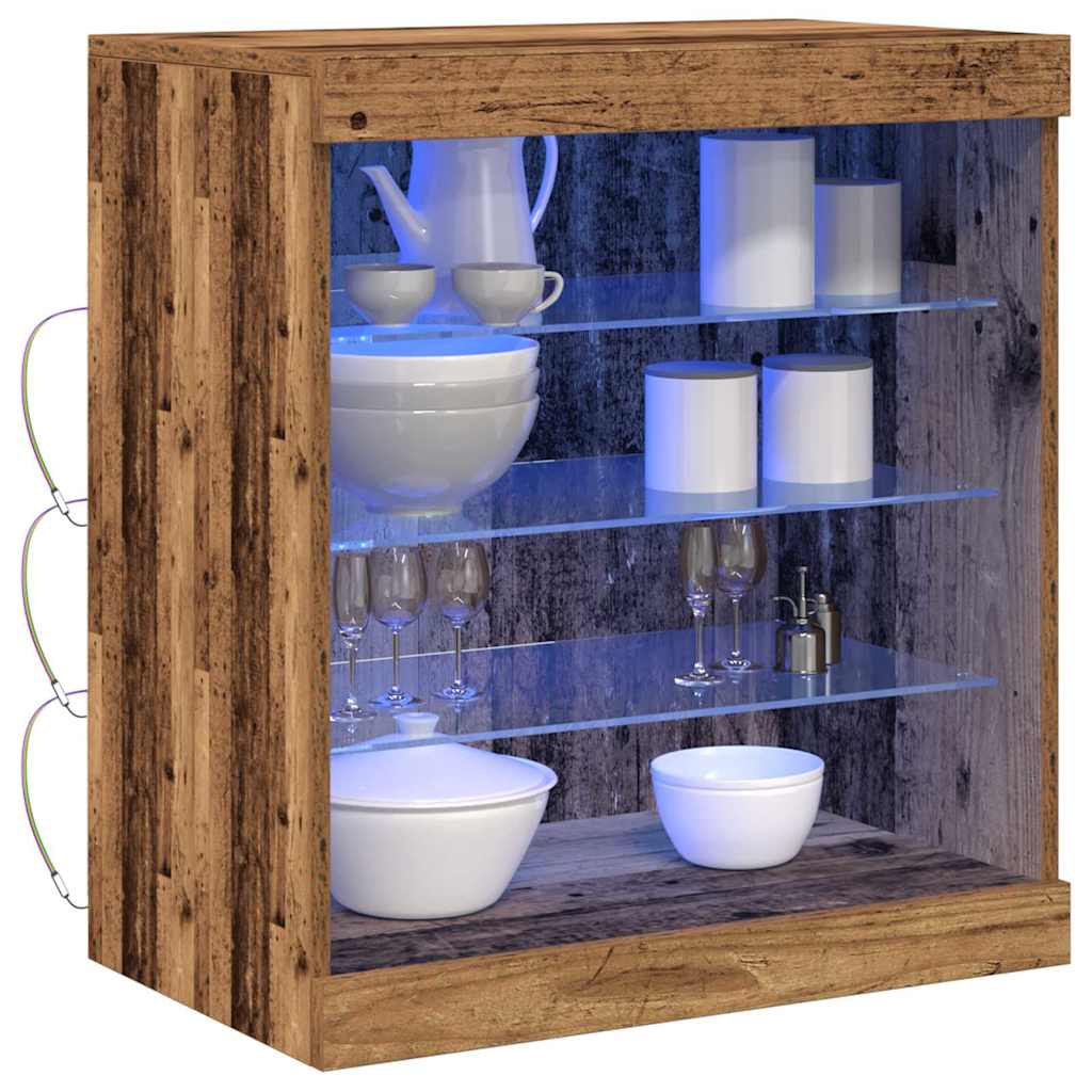 vidaXL Komoda LED z paskami LED Stare drewno 60,5 x 37 x 67 cm