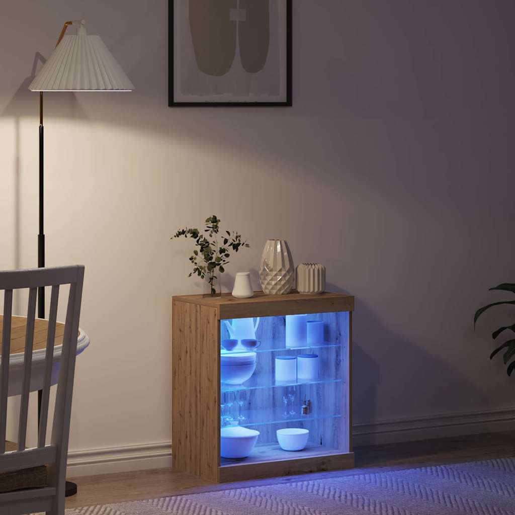 vidaXL Komoda LED z paskami LED Dąb rzemieślniczy 60,5 x 37 x 67 cm
