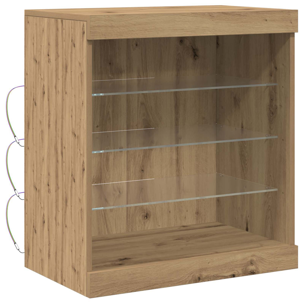 vidaXL Komoda LED z paskami LED Dąb rzemieślniczy 60,5 x 37 x 67 cm