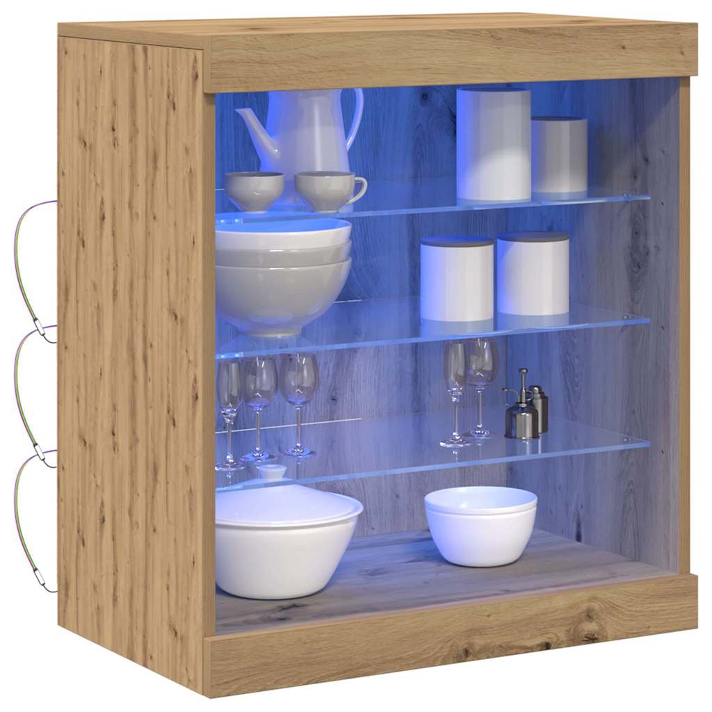 vidaXL Komoda LED z paskami LED Dąb rzemieślniczy 60,5 x 37 x 67 cm