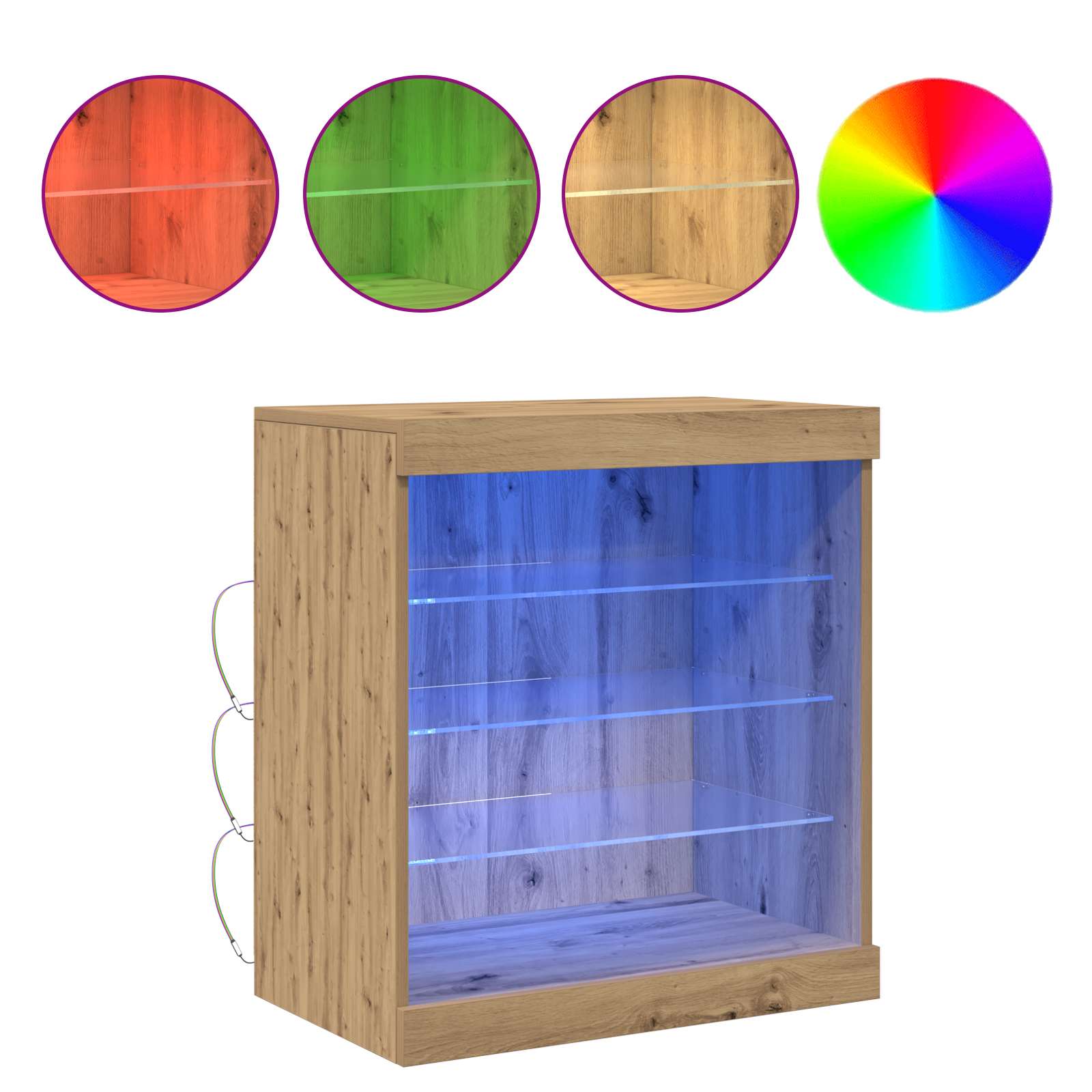 vidaXL Komoda LED z paskami LED Dąb rzemieślniczy 60,5 x 37 x 67 cm
