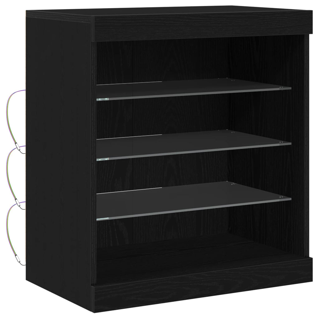 vidaXL Komoda LED Czarny Dąb 60,5 x 37 x 67 cm Materiał drewnopochodny
