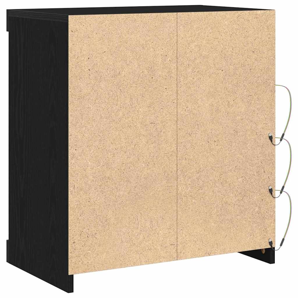 vidaXL Komoda LED Czarny Dąb 60,5 x 37 x 67 cm Materiał drewnopochodny