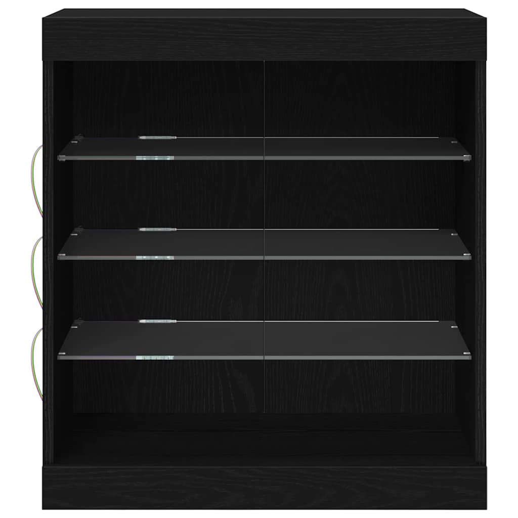 vidaXL Komoda LED Czarny Dąb 60,5 x 37 x 67 cm Materiał drewnopochodny