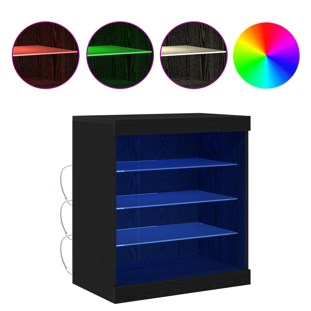 vidaXL Komoda LED Czarny Dąb 60,5 x 37 x 67 cm Materiał drewnopochodny