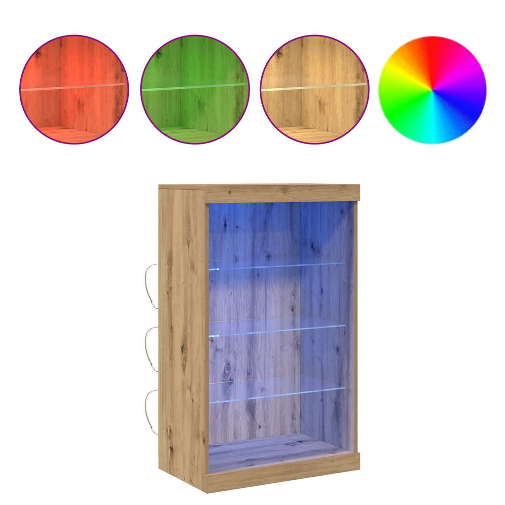 vidaXL Komoda LED Ze LED Lights Dąb rzemieślniczy 60,5 x 37 x 100 cm