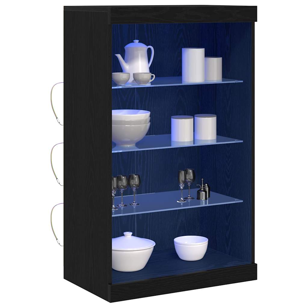 vidaXL Komoda LED Ze LED Lights Czarny Dąb 60,5 x 37 x 100 cm
