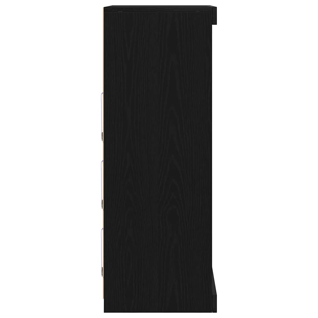 vidaXL Komoda LED Ze LED Lights Czarny Dąb 60,5 x 37 x 100 cm