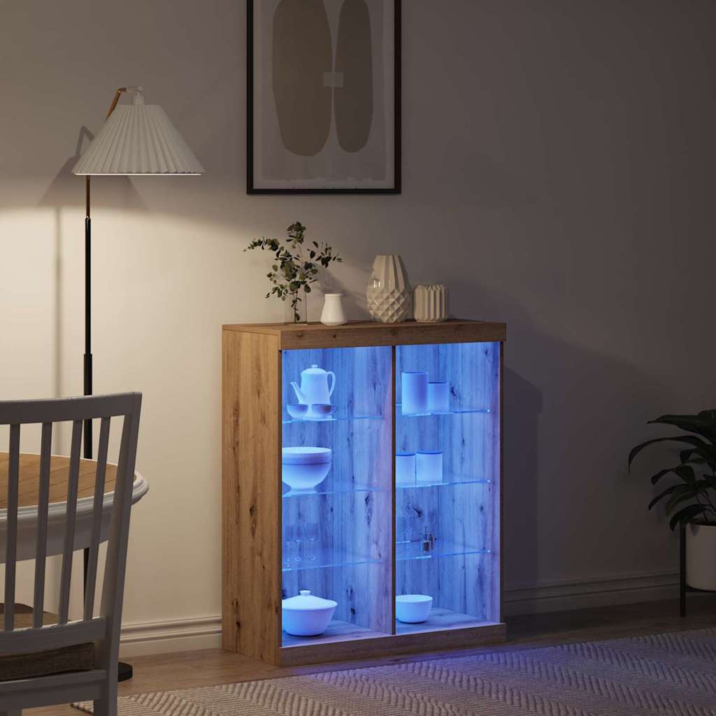 vidaXL Komoda LED Dąb artisan 81 x 37 x 100 cm Drewno inżynieryjne