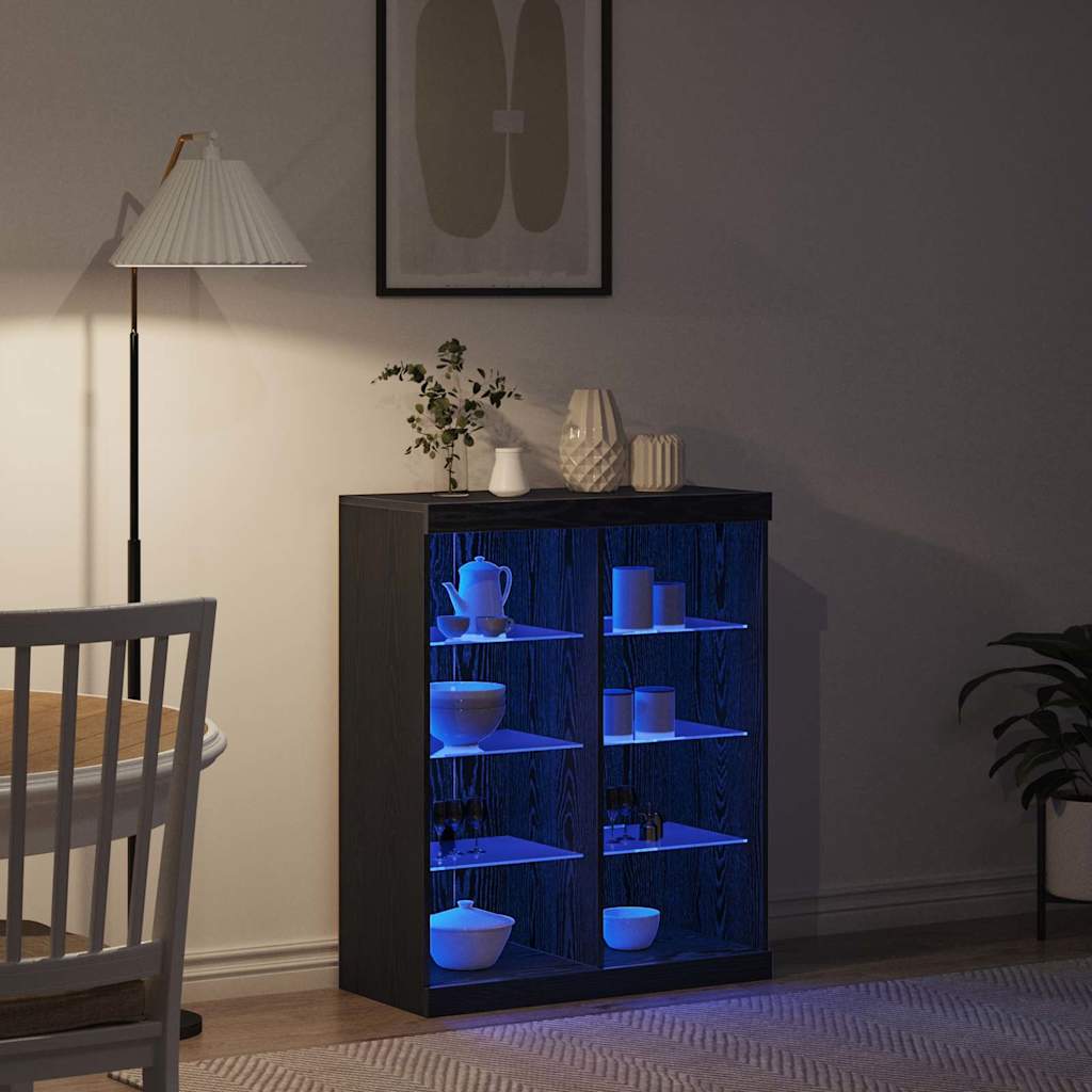 vidaXL Komoda LED Czarny dąb 81 x 37 x 100 cm Drewno inżynieryjne