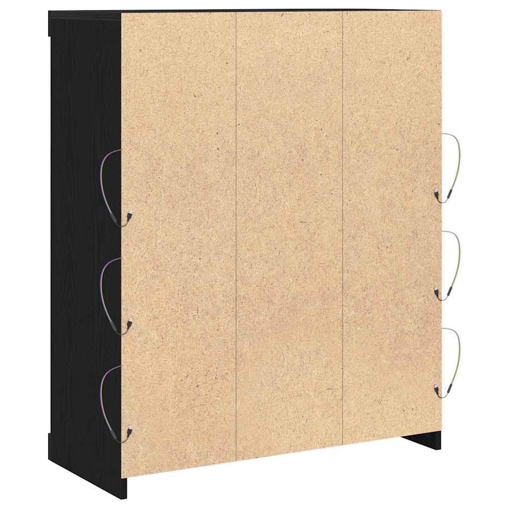 vidaXL Komoda LED Czarny dąb 81 x 37 x 100 cm Drewno inżynieryjne