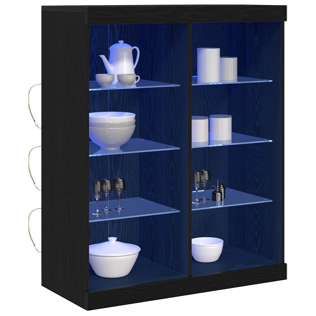 vidaXL Komoda LED Czarny dąb 81 x 37 x 100 cm Drewno inżynieryjne