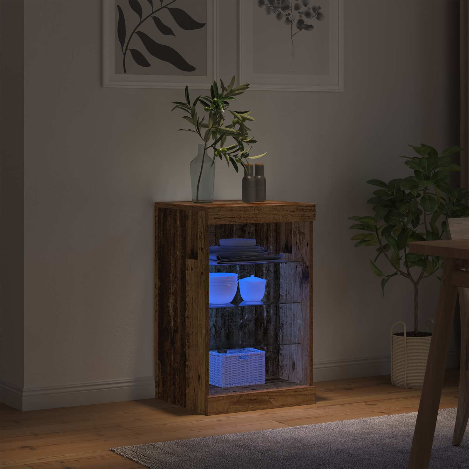vidaXL Komoda LED Stare drewno 41 x 37 x 67 cm Materiał drewnopochodny