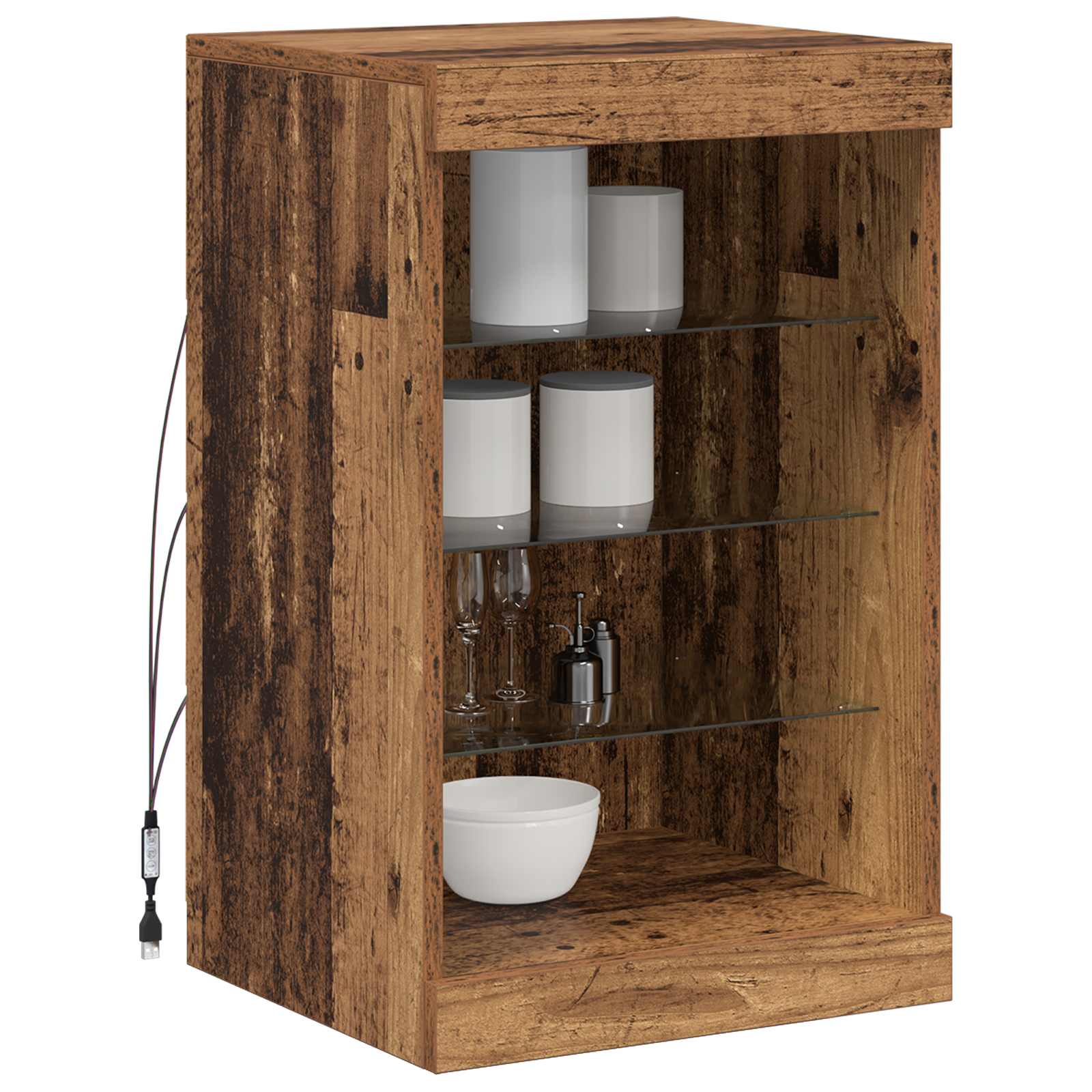 vidaXL Komoda LED Stare drewno 41 x 37 x 67 cm Materiał drewnopochodny