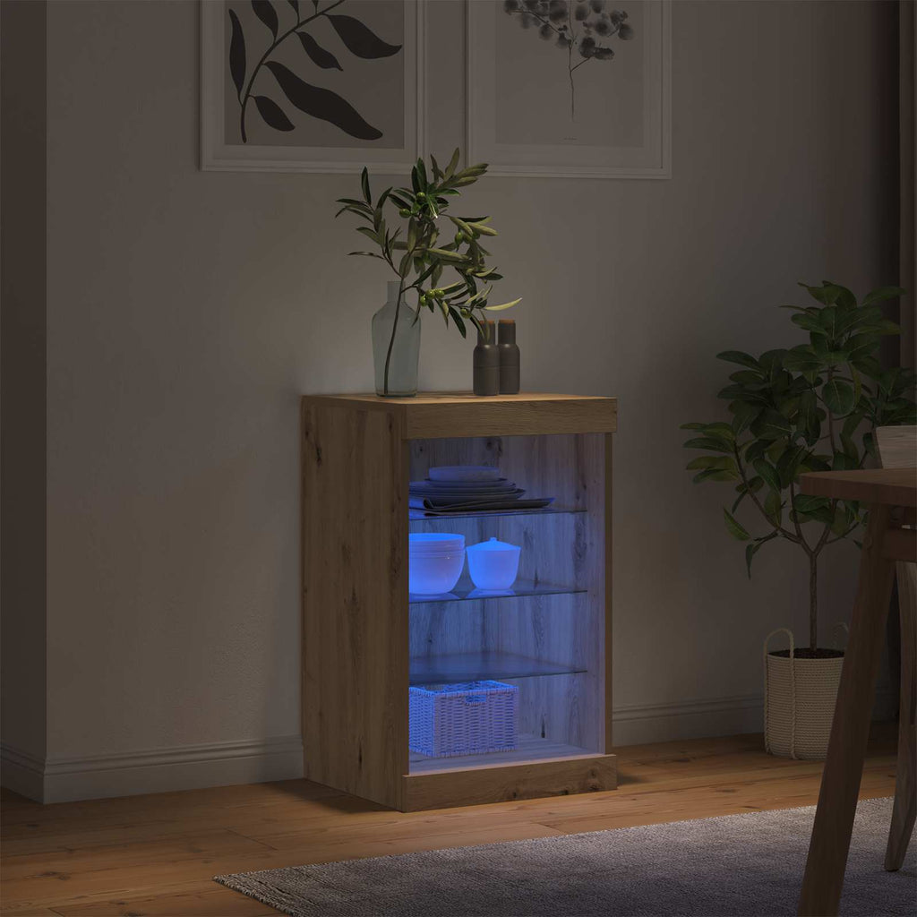 vidaXL Komoda LED Ze LED Lights Dąb rzemieślniczy 41 x 37 x 67 cm