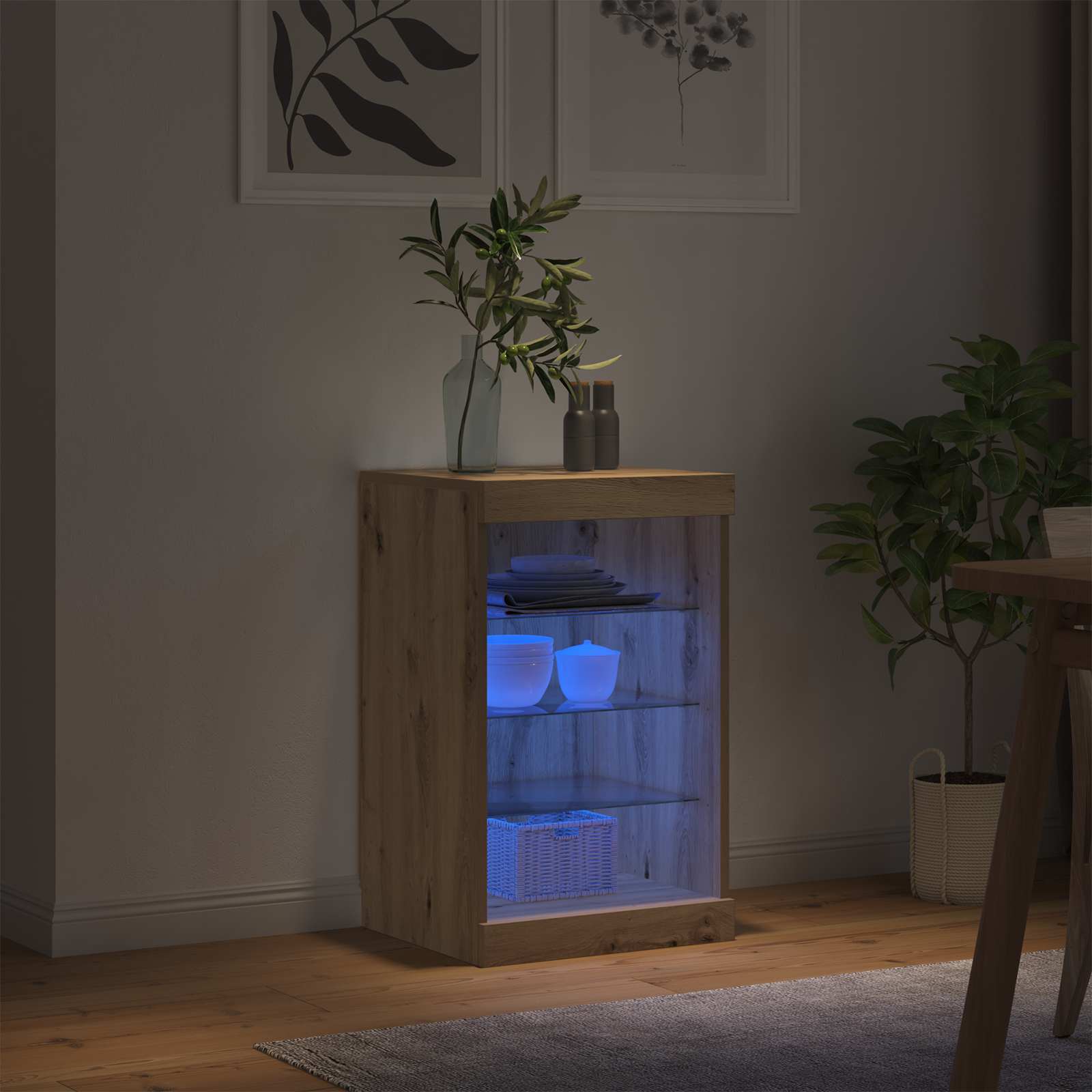 vidaXL Komoda LED Ze LED Lights Dąb rzemieślniczy 41 x 37 x 67 cm
