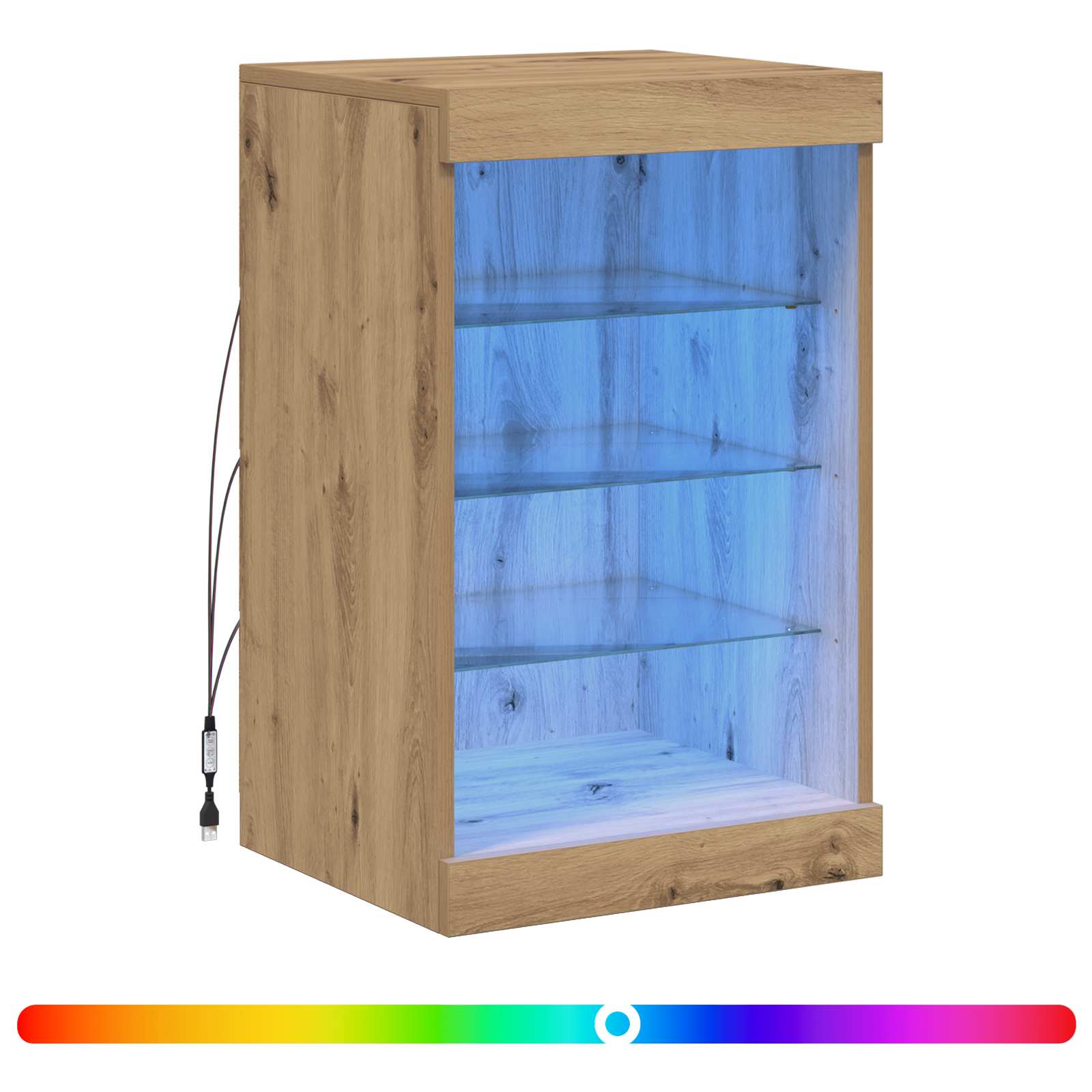vidaXL Komoda LED Ze LED Lights Dąb rzemieślniczy 41 x 37 x 67 cm