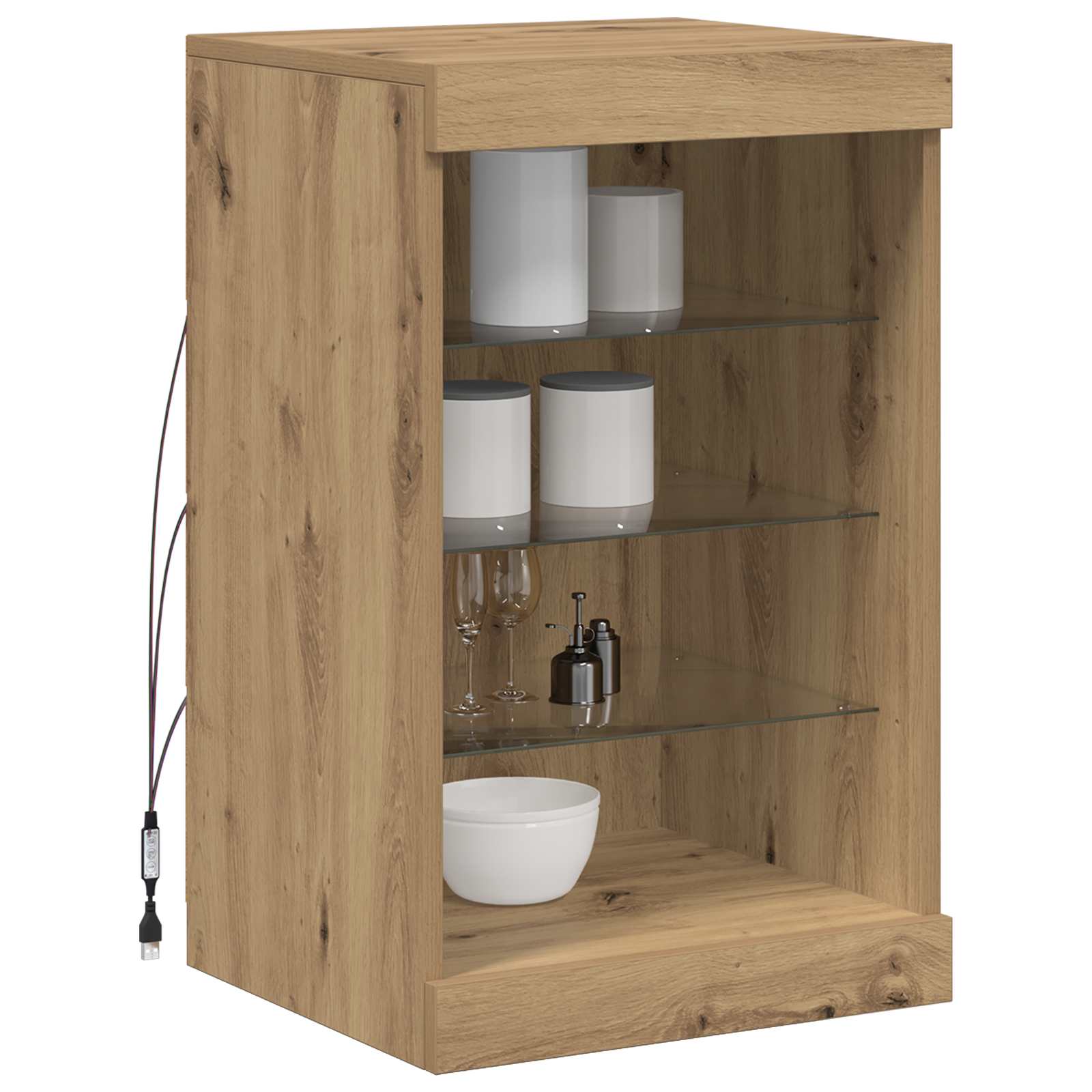 vidaXL Komoda LED Ze LED Lights Dąb rzemieślniczy 41 x 37 x 67 cm