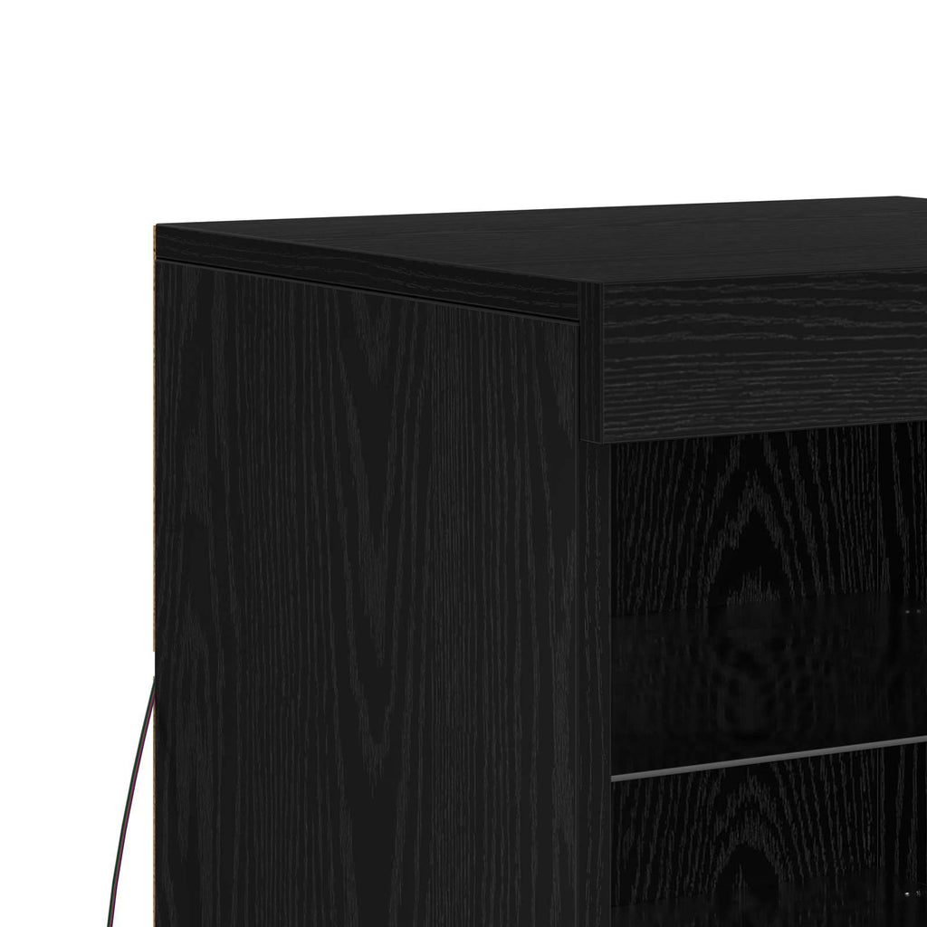 vidaXL Komoda LED Czarny Dąb 41 x 37 x 67 cm Materiał drewnopochodny