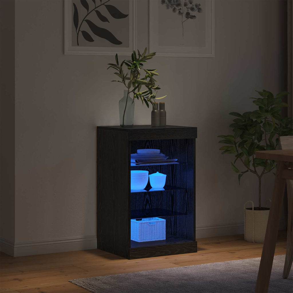 vidaXL Komoda LED Czarny Dąb 41 x 37 x 67 cm Materiał drewnopochodny