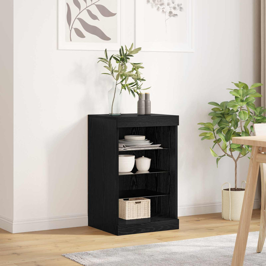 vidaXL Komoda LED Czarny Dąb 41 x 37 x 67 cm Materiał drewnopochodny
