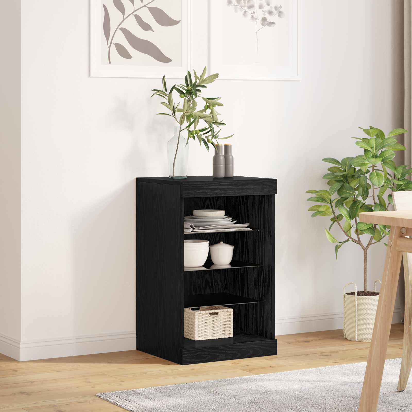 vidaXL Komoda LED Czarny Dąb 41 x 37 x 67 cm Materiał drewnopochodny