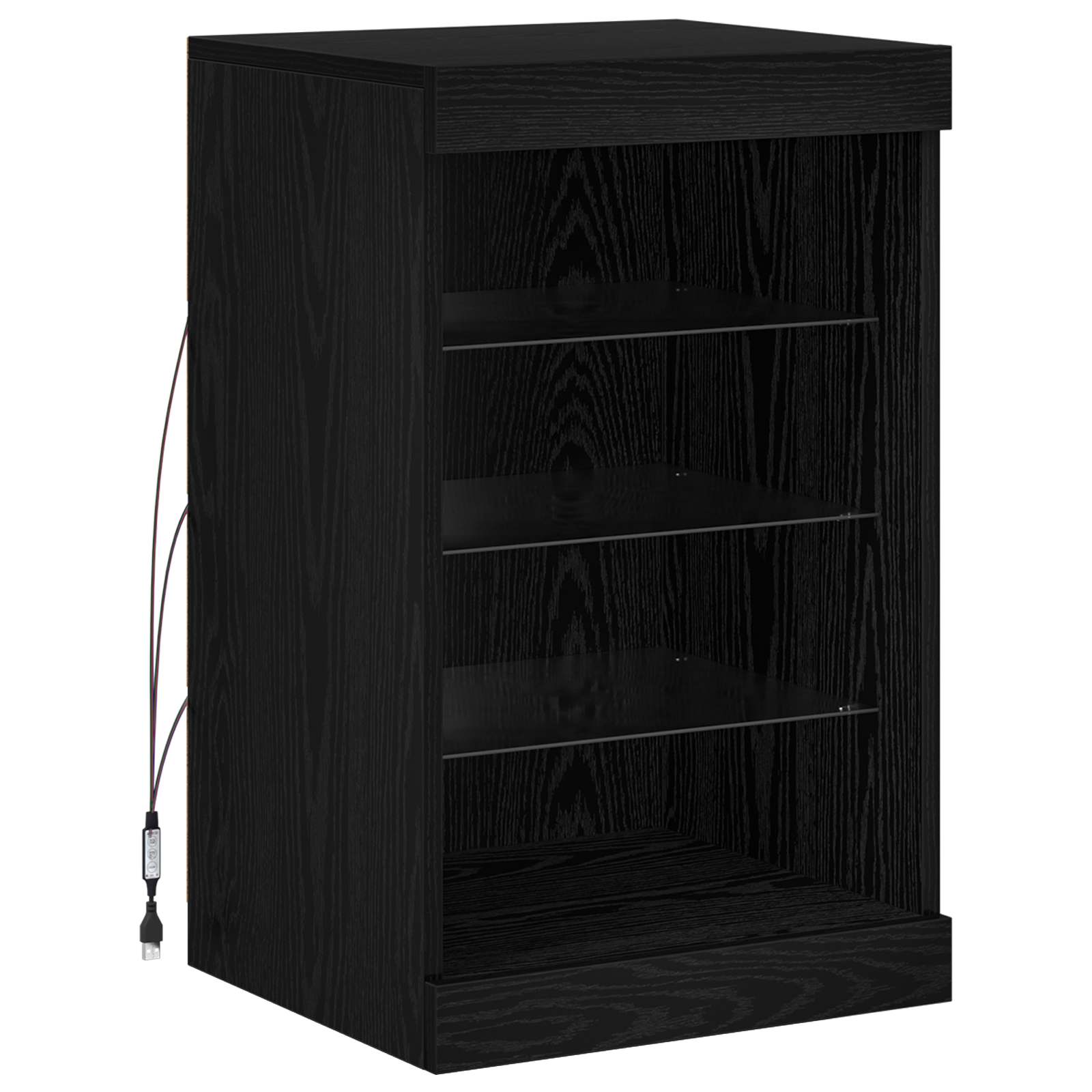 vidaXL Komoda LED Czarny Dąb 41 x 37 x 67 cm Materiał drewnopochodny