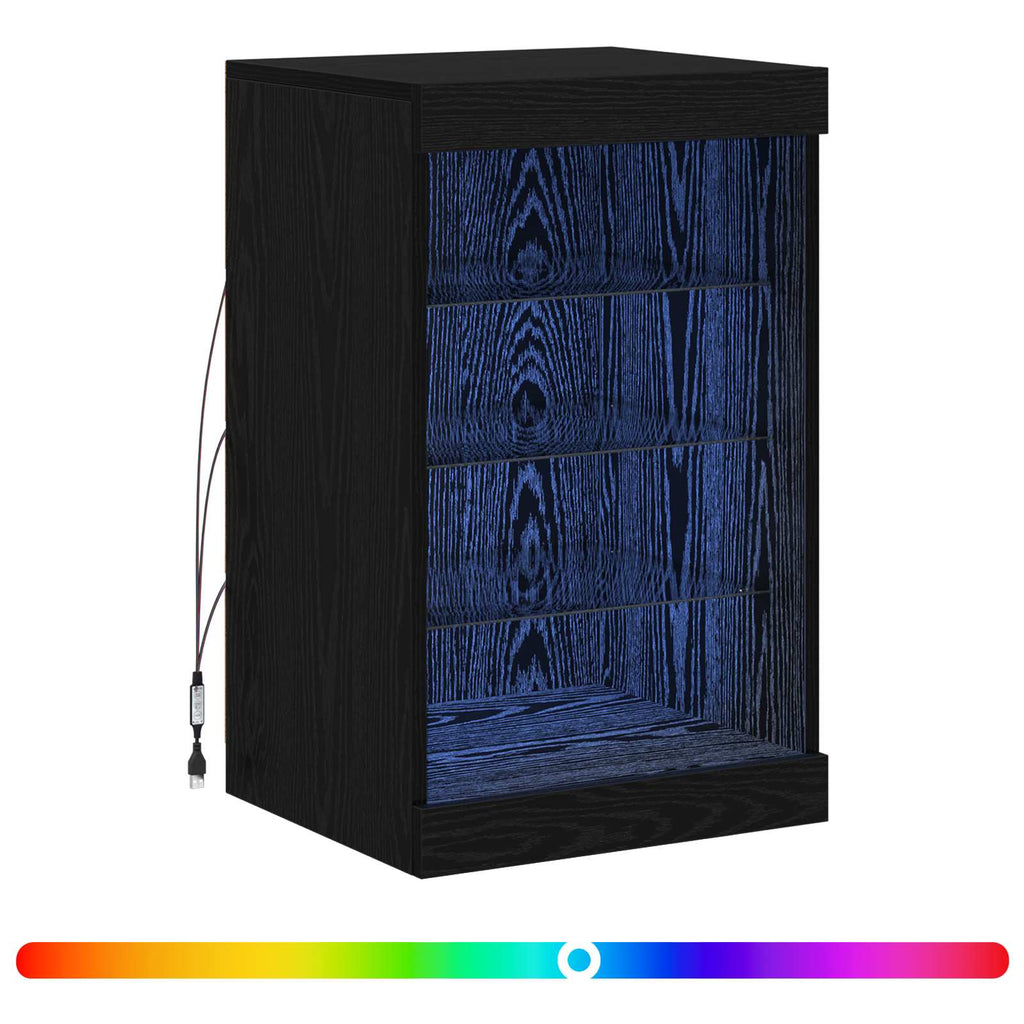 vidaXL Komoda LED Czarny Dąb 41 x 37 x 67 cm Materiał drewnopochodny
