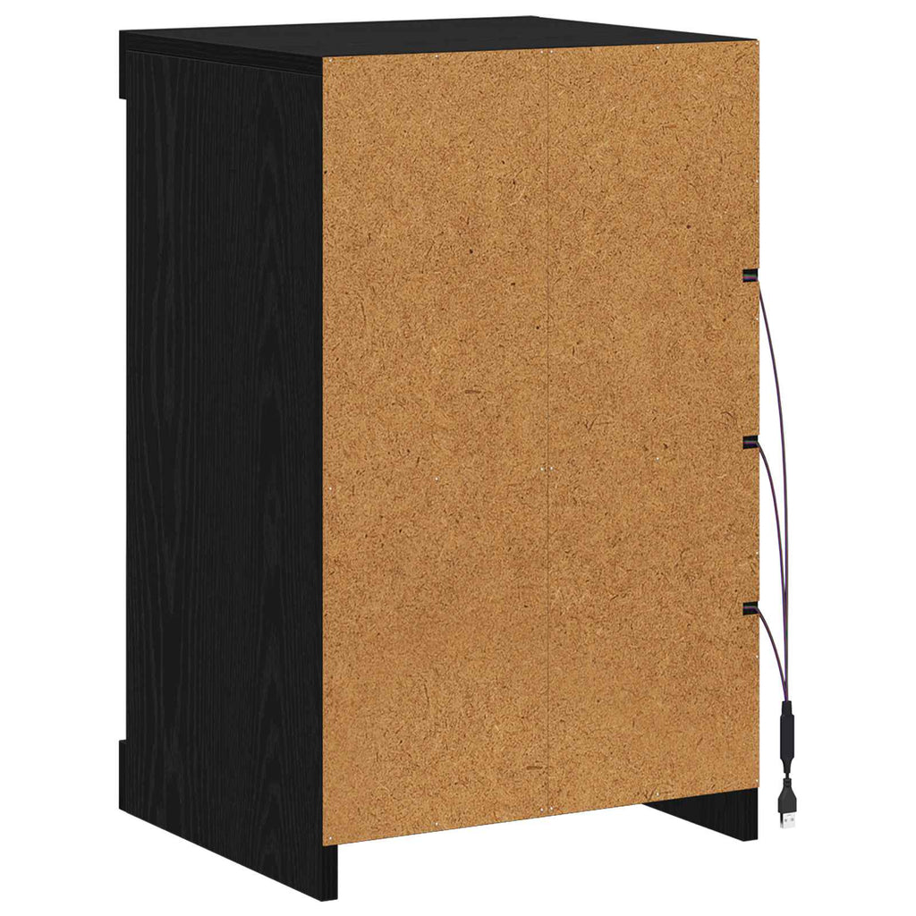 vidaXL Komoda LED Czarny Dąb 41 x 37 x 67 cm Materiał drewnopochodny