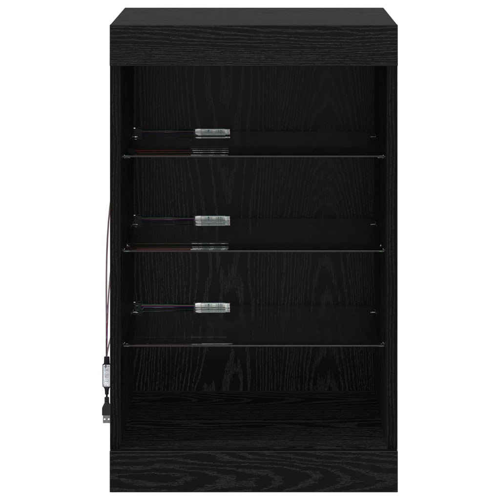 vidaXL Komoda LED Czarny Dąb 41 x 37 x 67 cm Materiał drewnopochodny
