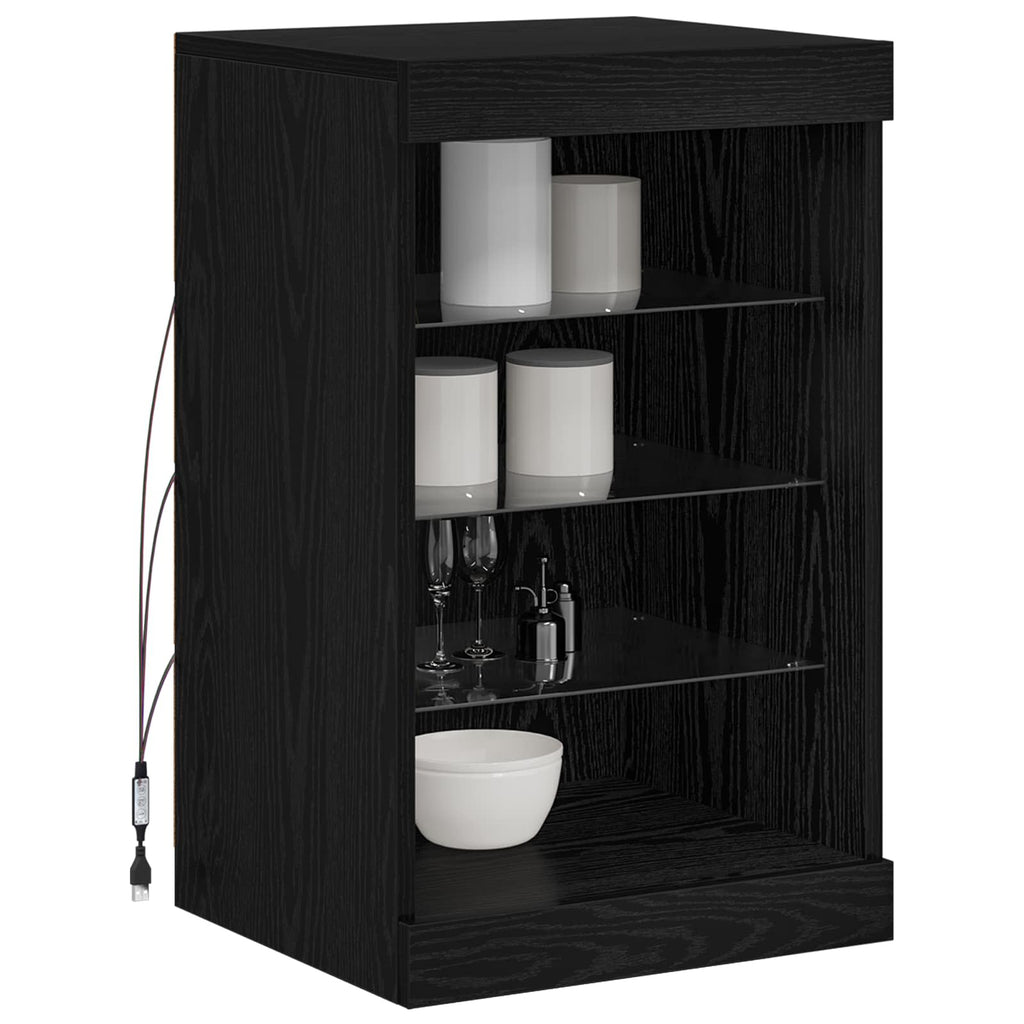 vidaXL Komoda LED Czarny Dąb 41 x 37 x 67 cm Materiał drewnopochodny