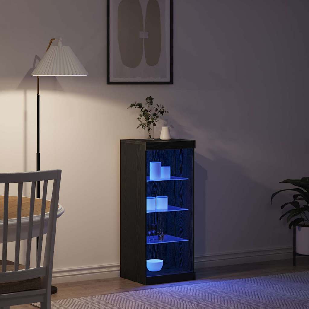 vidaXL Komoda LED Czarny Dąb 41 x 37 x 100 cm Materiał drewnopochodny