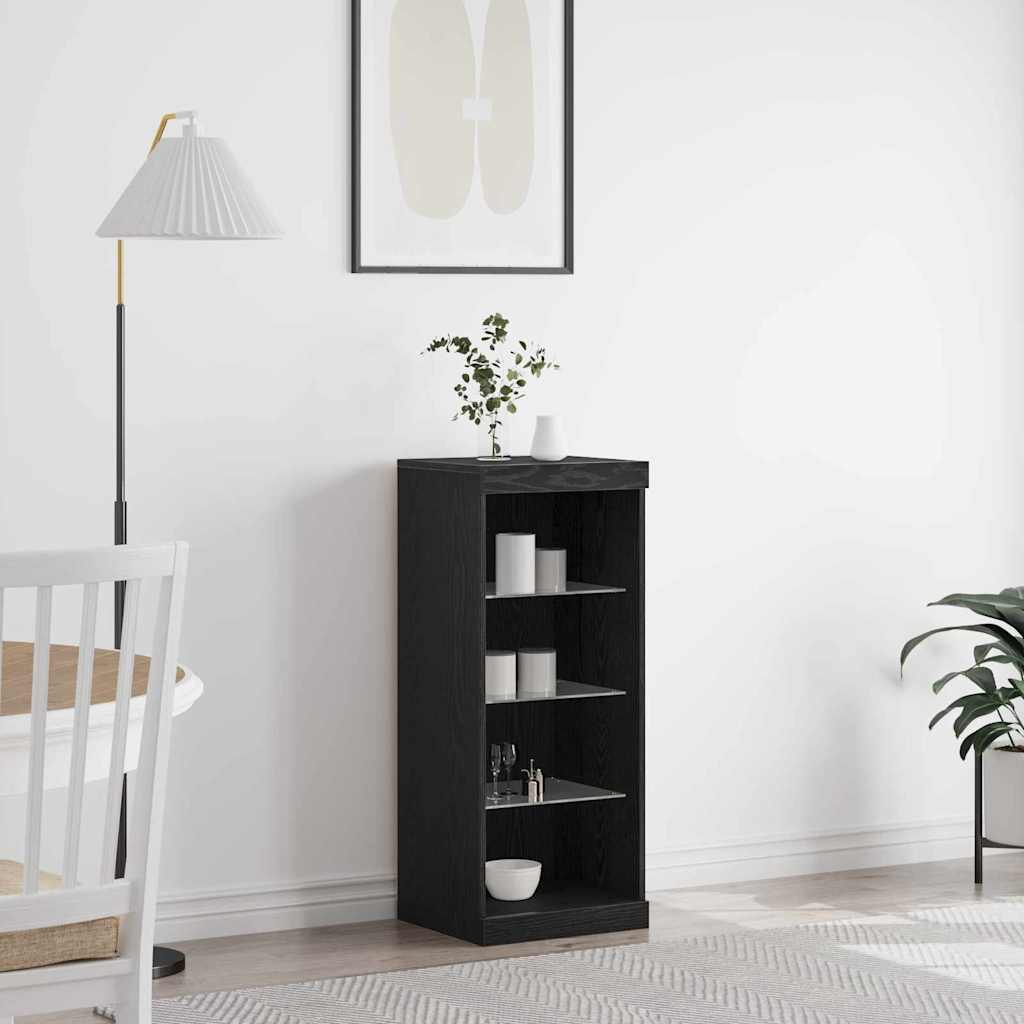 vidaXL Komoda LED Czarny Dąb 41 x 37 x 100 cm Materiał drewnopochodny