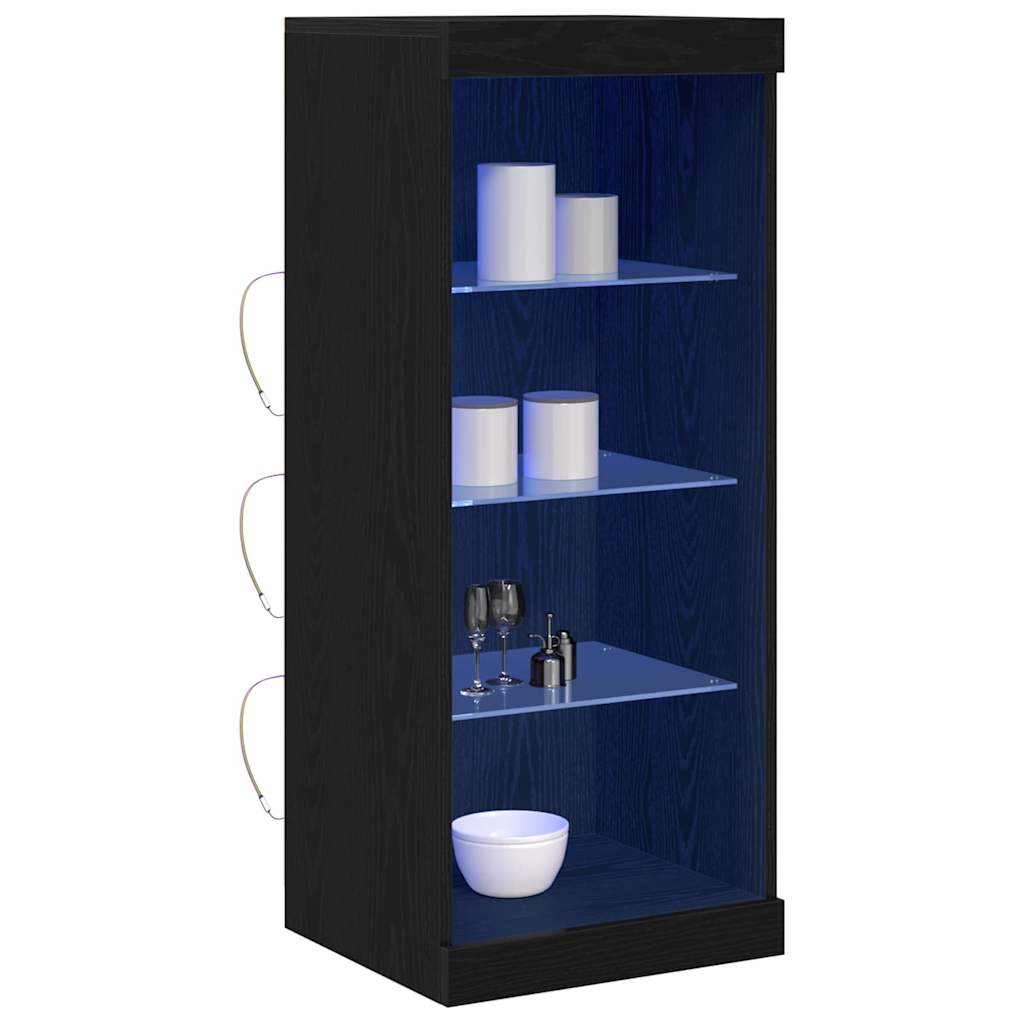 vidaXL Komoda LED Czarny Dąb 41 x 37 x 100 cm Materiał drewnopochodny