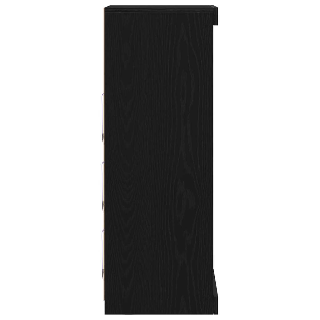 vidaXL Komoda LED Czarny Dąb 41 x 37 x 100 cm Materiał drewnopochodny