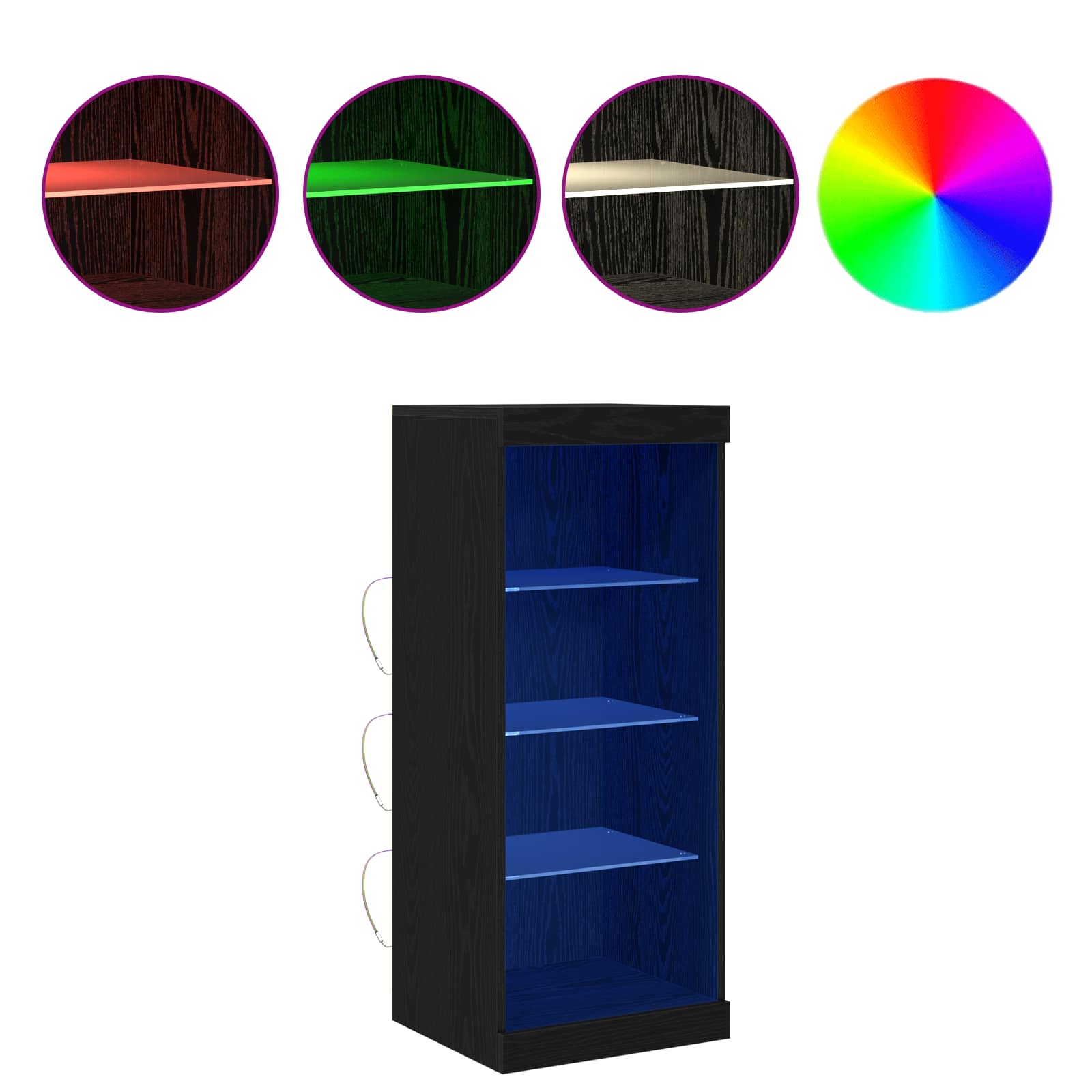 vidaXL Komoda LED Czarny Dąb 41 x 37 x 100 cm Materiał drewnopochodny