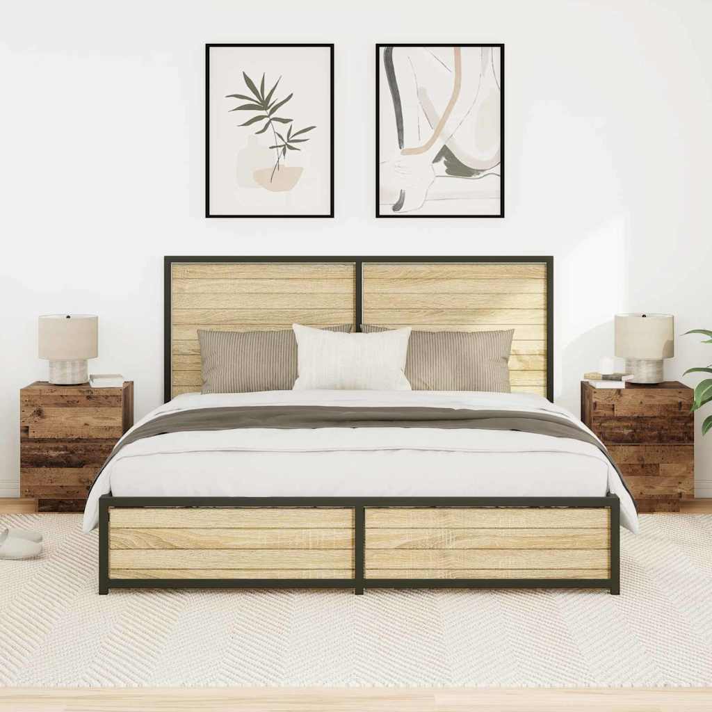 vidaXL Szafka Nocna z szufladą 2 pcs Stare drewno 45 x 40 x 55 cm