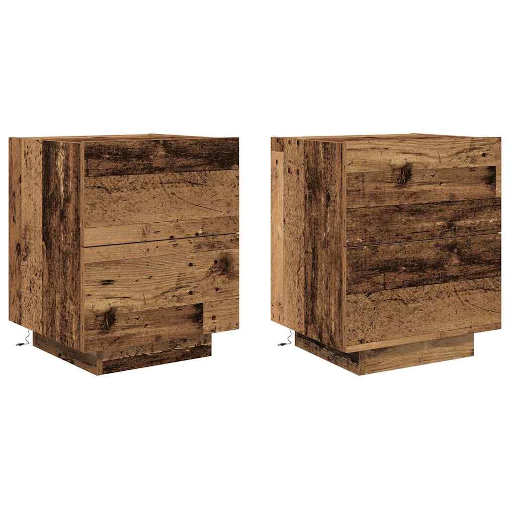 vidaXL Szafka Nocna z szufladą 2 pcs Stare drewno 45 x 40 x 55 cm