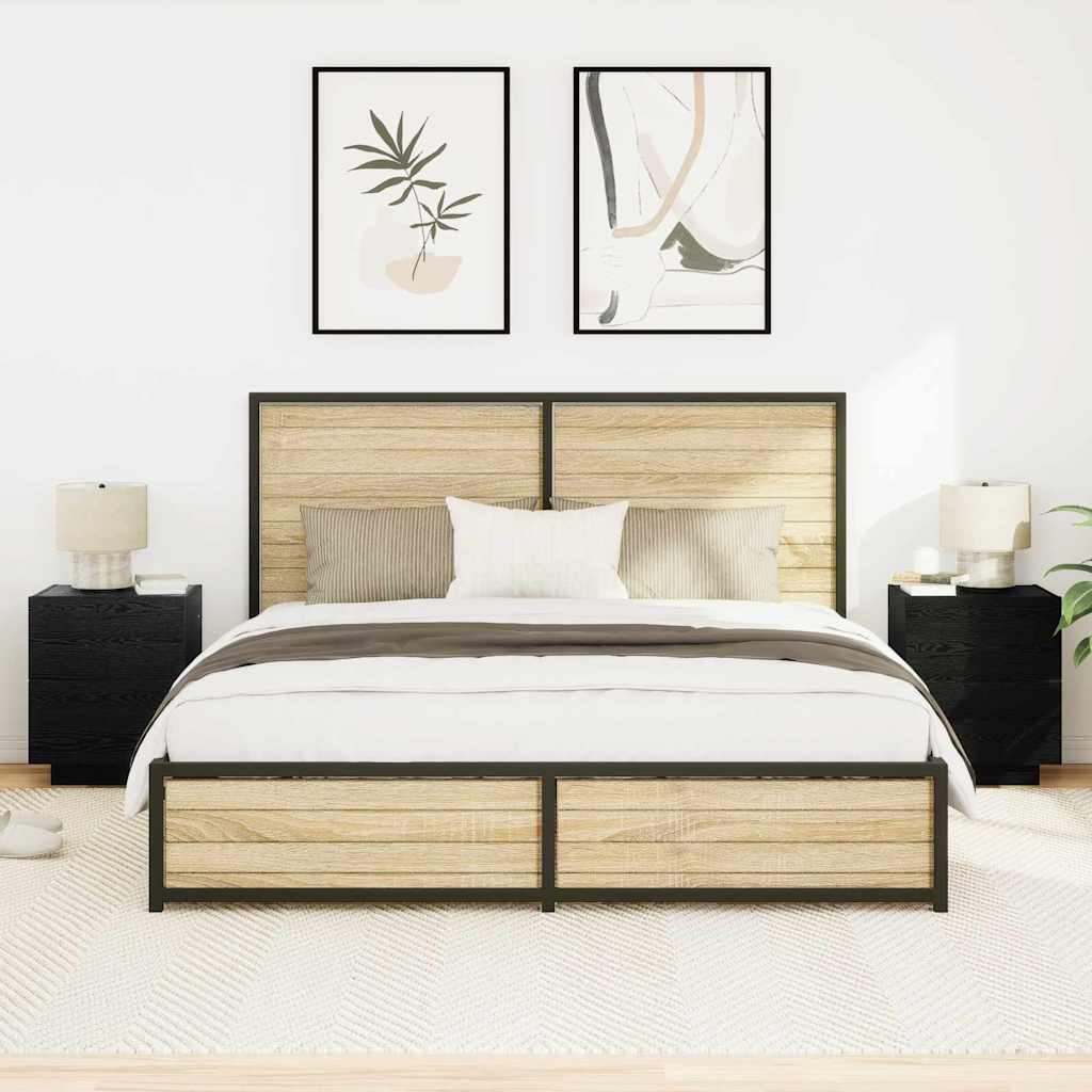 vidaXL Szafka Nocna z szufladą 2 pcs Czarny Dąb 45 x 40 x 55 cm