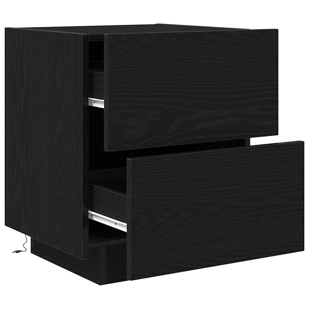 vidaXL Szafka Nocna z szufladą 2 pcs Czarny Dąb 45 x 40 x 55 cm