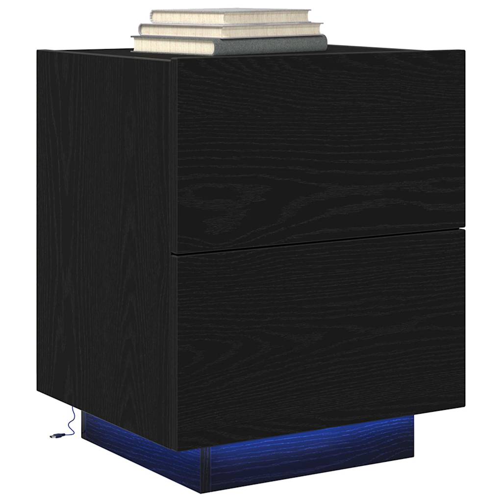 vidaXL Szafka Nocna z szufladą 2 pcs Czarny Dąb 45 x 40 x 55 cm