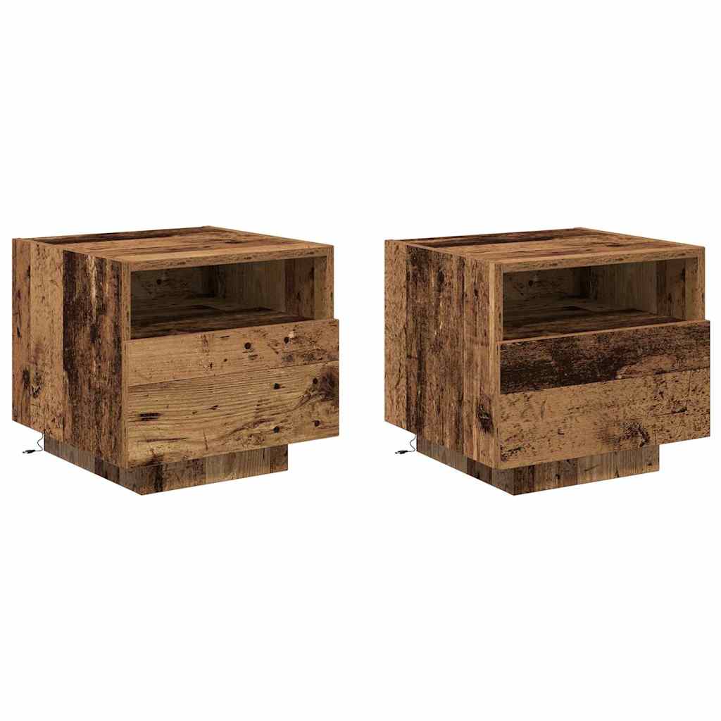 vidaXL Szafka Nocna z szufladą 2 pcs Stare drewno 40 x 39 x 37 cm