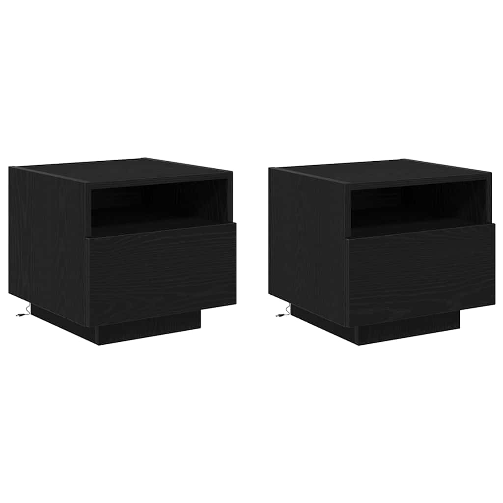 vidaXL Szafka Nocna z szufladą 2 pcs Czarny Dąb 40 x 39 x 37 cm