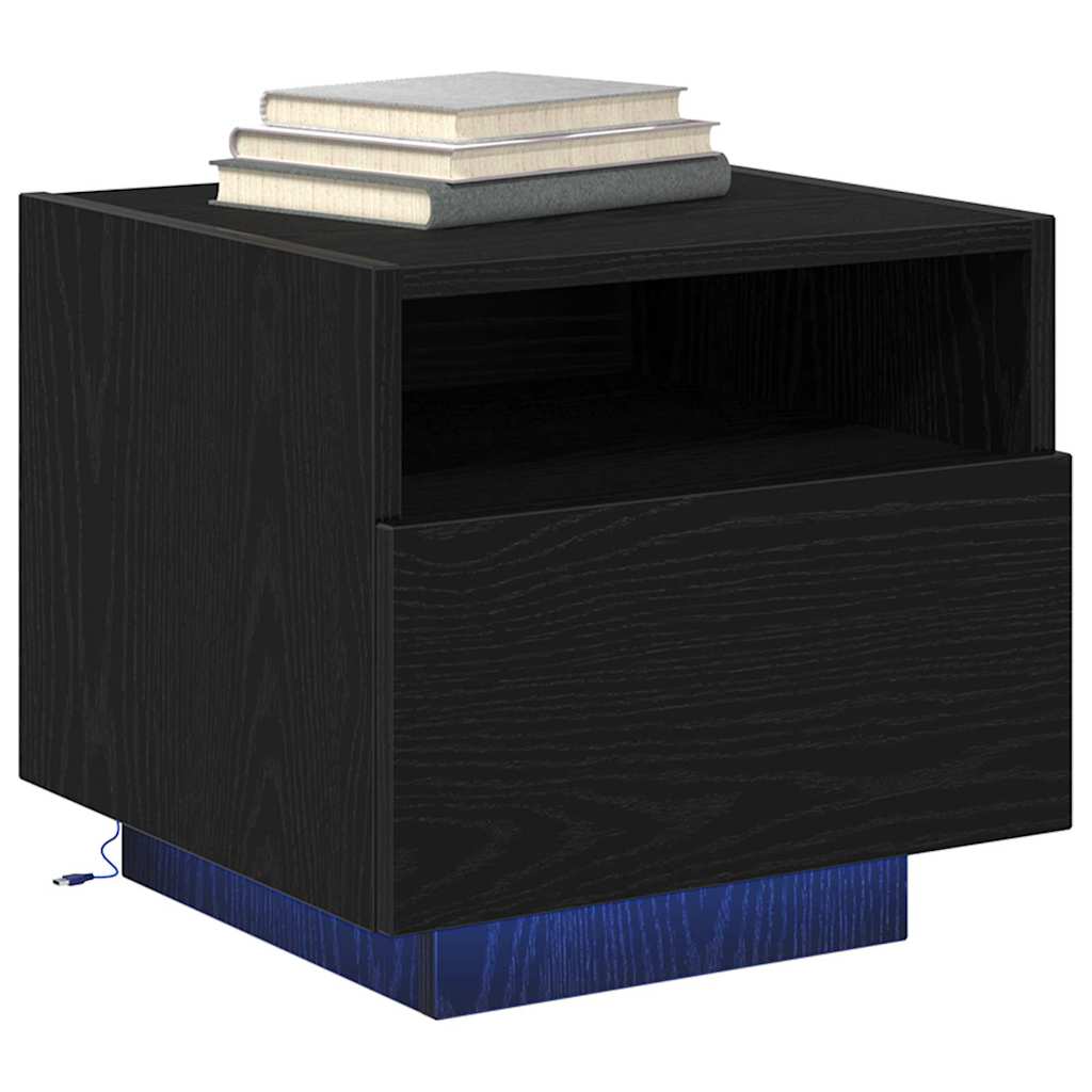 vidaXL Szafka Nocna z szufladą 2 pcs Czarny Dąb 40 x 39 x 37 cm