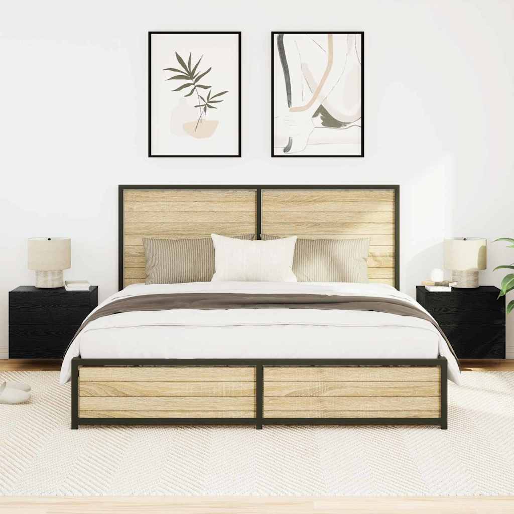 vidaXL Szafka Nocna z szufladą 2 pcs Czarny Dąb 50 x 39 x 41 cm