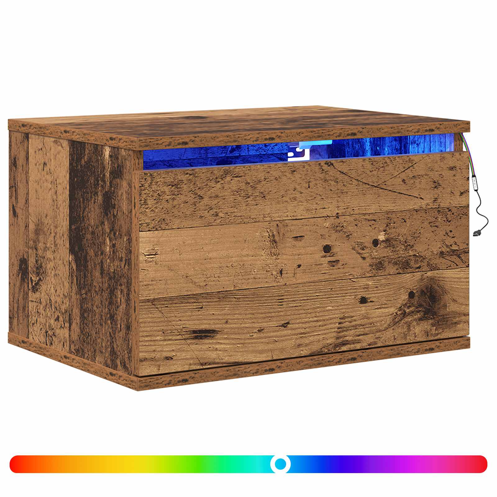 vidaXL Ścienny stolik nocny z szufladą Stare drewno 50 x 36 x 30 cm