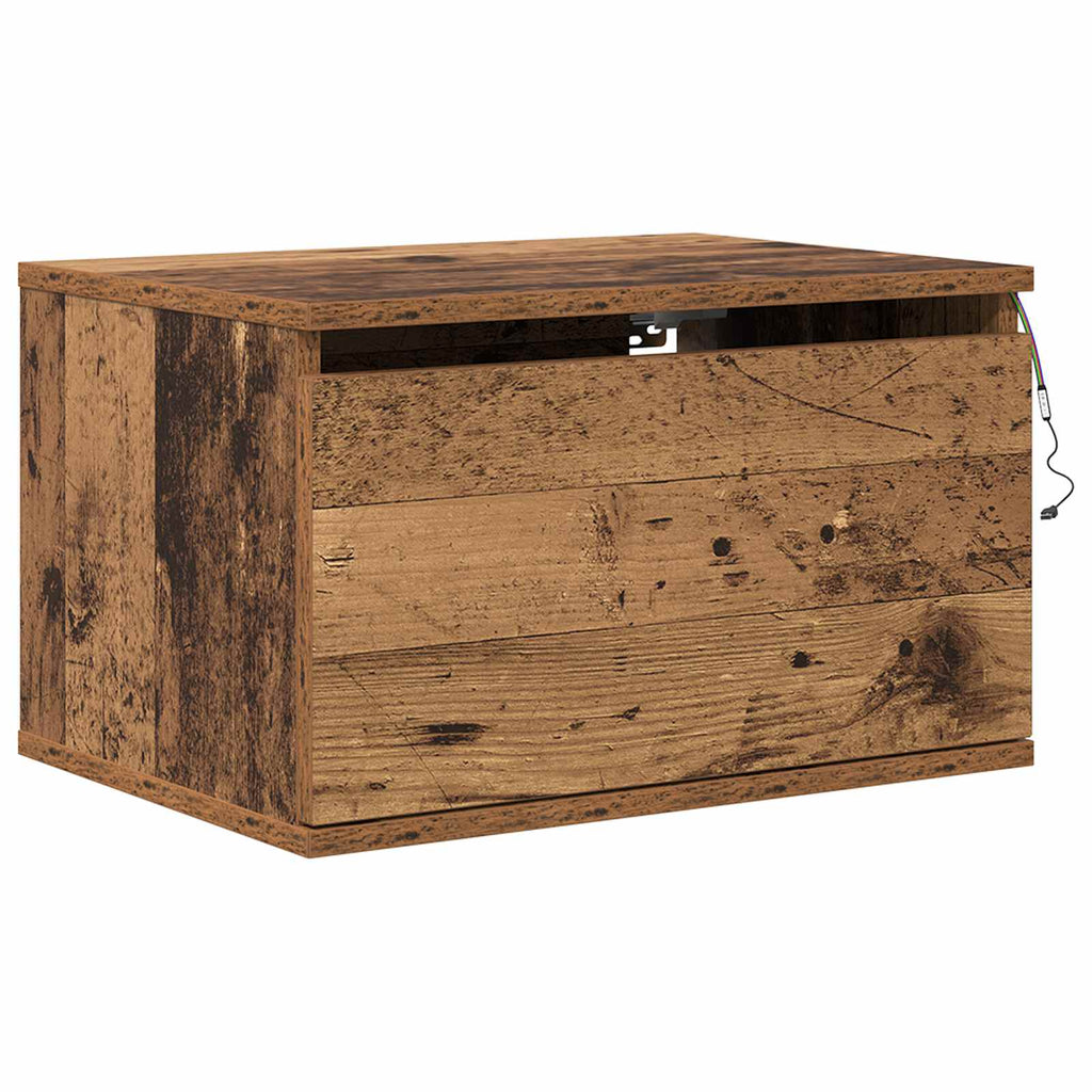 vidaXL Ścienny stolik nocny z szufladą Stare drewno 50 x 36 x 30 cm
