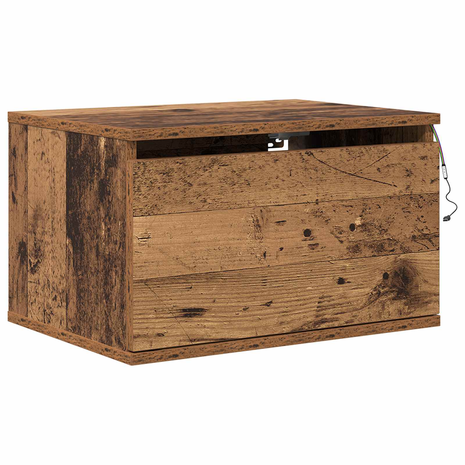 vidaXL Ścienny stolik nocny z szufladą Stare drewno 50 x 36 x 30 cm