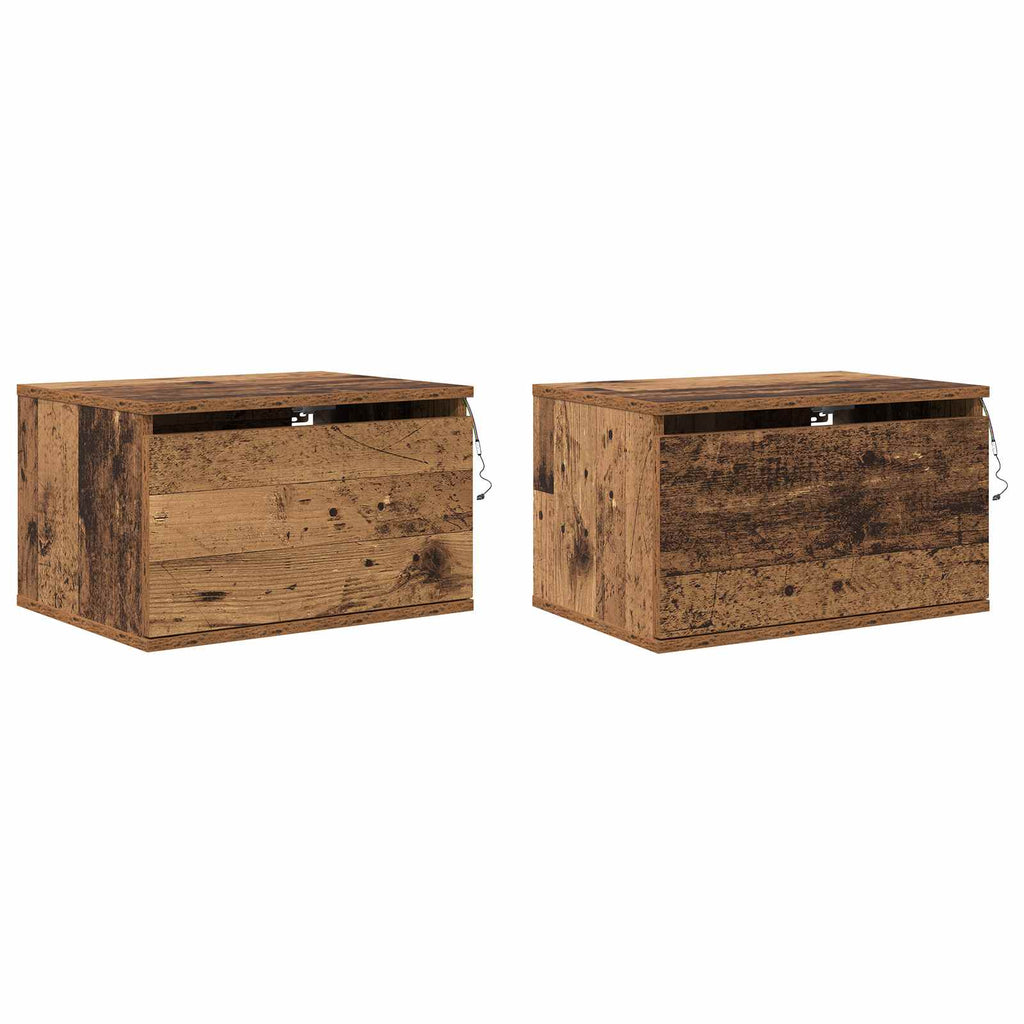 vidaXL Ścienny stolik nocny 2 pcs Stare drewno Materiał drewnopochodny