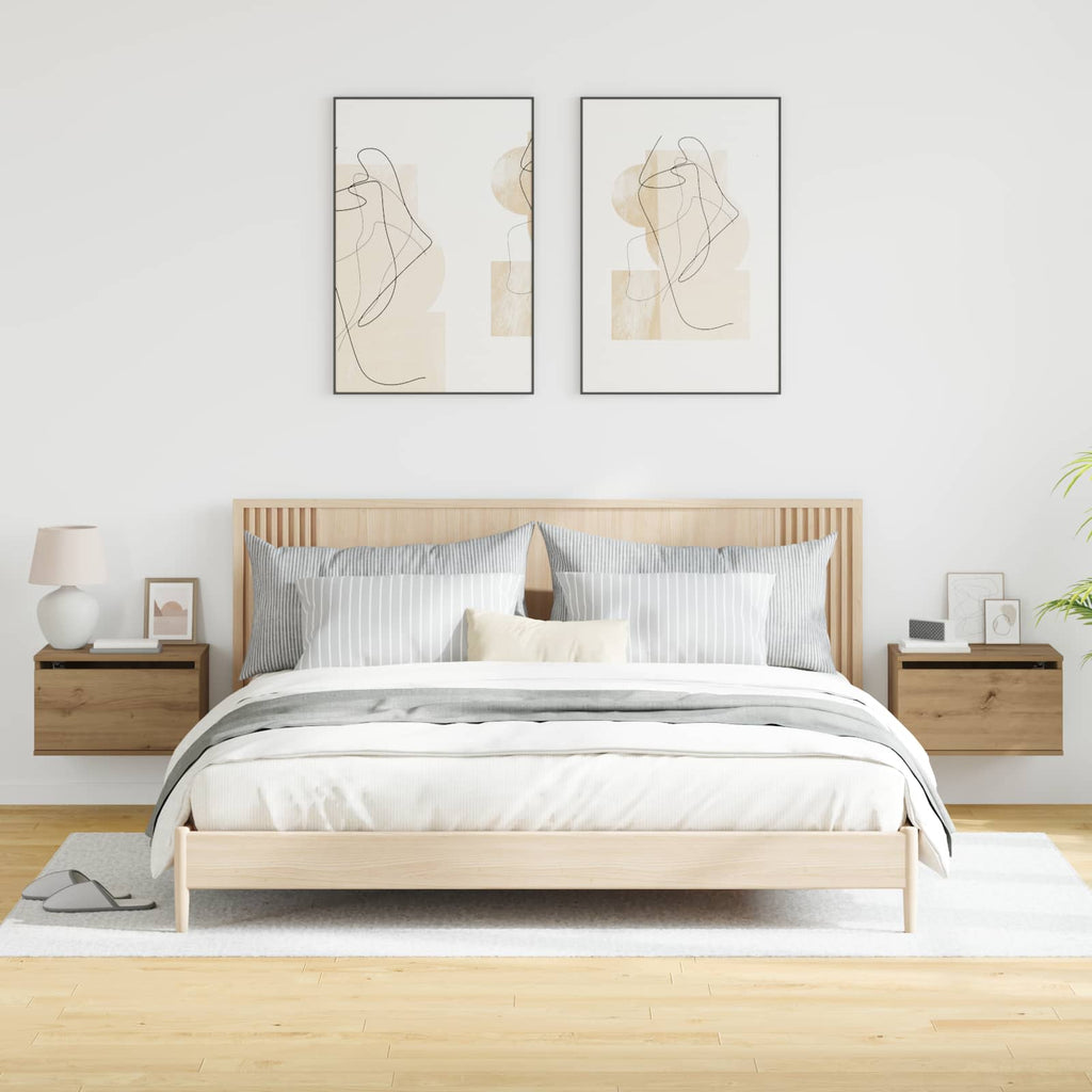 vidaXL Ścienny stolik nocny 2 pcs Dąb rzemieślniczy 50 x 36 x 30 cm